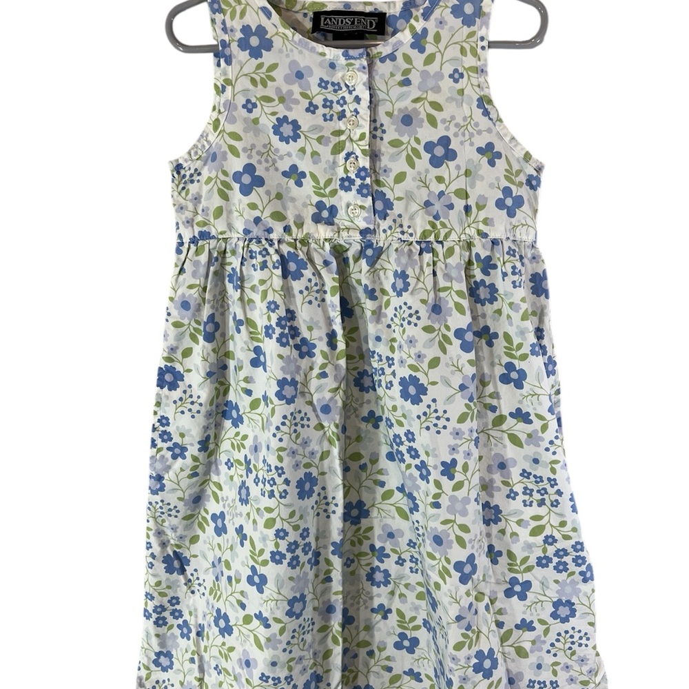 Lands' End Blue Floral Kids Dress Size 5